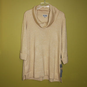 New JM Collection 1X Gold Sparkly Sweater